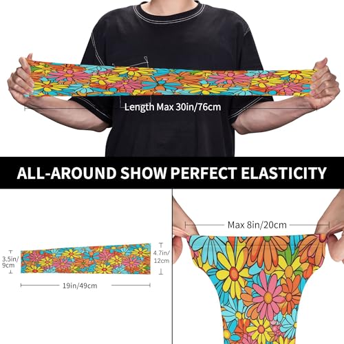 Arm Sleeves Outdoor Garden Sports Cooling Sun Sleeve for Women Men Farm - color: Hippie Flower