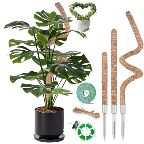 3 Pack Moss Pole, 28" 48" 63" Monstera Plant Support for Climbing Indoor Plants, Bendable Coco Coir Plant Support Stakes for Potted Plants, Pothos, Philodendron - size: 28 Inch, 48 Inch, 63 Inch - 3 Packs