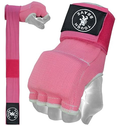 Boxing Gel Hand Wraps Quick Wraps – Padded Inner Gloves for Boxing, Muay Thai, Kickboxing & MMA Training - color: Pink, size: Large