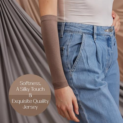 Modest Arm Cover | Jersey Arm Cover | Modest Sleeve Covering for Muslim Women - color: Desert Taupe