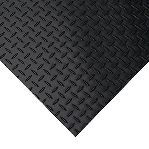 Rubber-Cal Diamond-Plate Rubber Flooring Roll - 3 mm x 4 ft x 2 ft Roll - Black - size: 24"L x 48"W x 0.1"Th