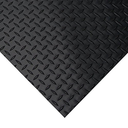 Rubber-Cal Diamond-Plate Rubber Flooring Roll - 3 mm x 4 ft x 2 ft Roll - Black - size: 24"L x 48"W x 0.1"Th