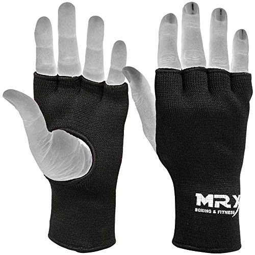 Muay Thai Boxing Inner Gloves Protective Hand Wrap MMA Fist (Black, XX-Large) - color: Black, size: XX-Large