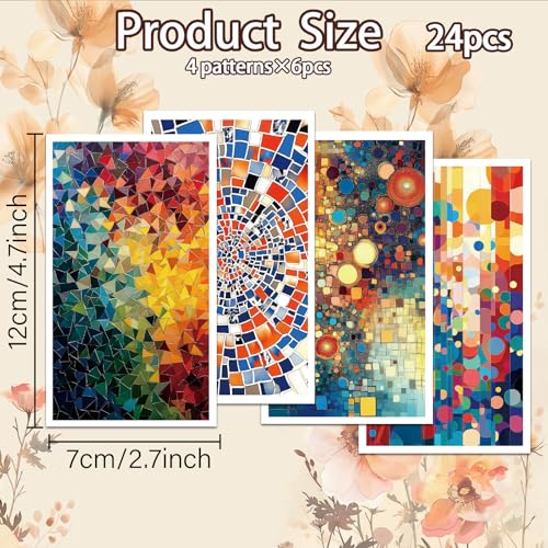 OLYCRAFT 24Pcs Mosaic Theme Clay Transfer Paper 4 Styles Transfer Paper for Polymer Color Mosaic Polymer Clay Transfer Sheets Small Transfer Paper for Clay Earrings Jewelry Making - style: Mosaic