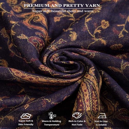 TUSHUSTY Pashmina Feel Rave Shawl Wrap for Women Men Hijab Scarf - color: Navy Blue