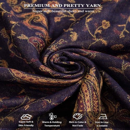 TUSHUSTY Pashmina Feel Rave Shawl Wrap for Women Men Hijab Scarf - color: Navy Blue