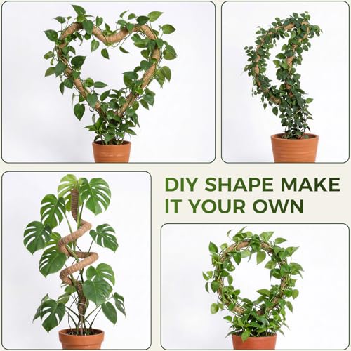 48" Moss Pole Monstera Plant Support, 4 Pack, Bendable Plant Stakes Made of Real Coco Coir Support for Climbing Indoor Plants, Tall Moss Stick Trellis for Potted Climbers - size: 4 Pack (48in)