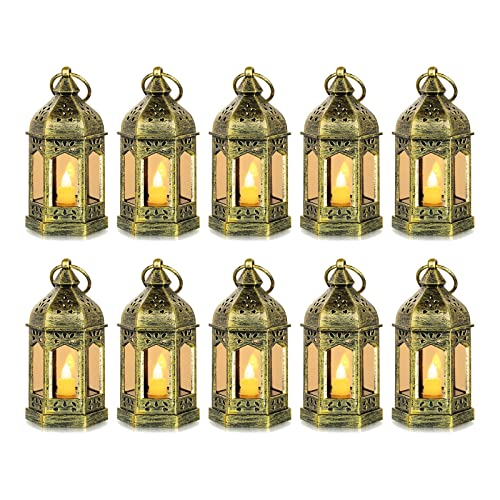Romadedi Mini Lanterns Decorative, Gold, Pack of 10 - color: Gold
