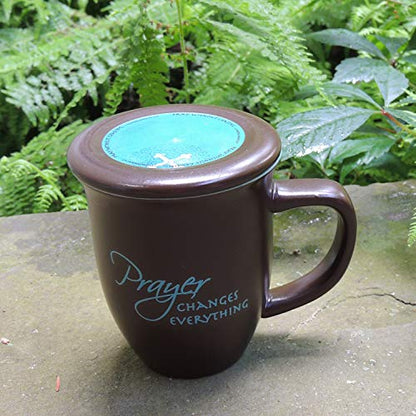 Abbey Gift Prayer Changes Everything Coaster Brown and Blue, 1 Count, Dishwasher Safe Mugs For Coffee and Tea, Includes Bible Verse, "4 x 4.38""" (52892),14 ounce (Pack of 12) - size: 14 Ounces (Pack of 12)