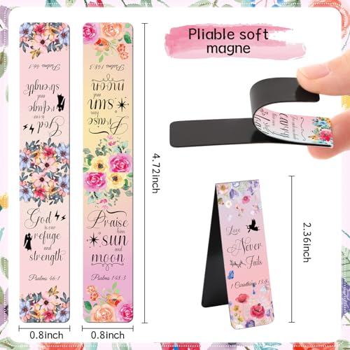 Bible Verse Magnetic Bookmarks - 30 PCs Christian Inspirational Floral Bookmark Reading Women Kids Catholic Religious Scripture Book Markers Church Supplies Teachers Students School Gifts - style: Christian Floral