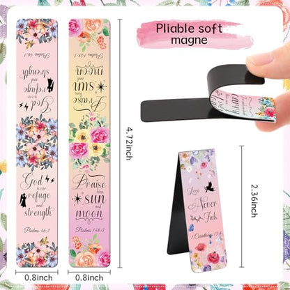 Bible Verse Magnetic Bookmarks - 30 PCs Christian Inspirational Floral Bookmark Reading Women Kids Catholic Religious Scripture Book Markers Church Supplies Teachers Students School Gifts - style: Christian Floral