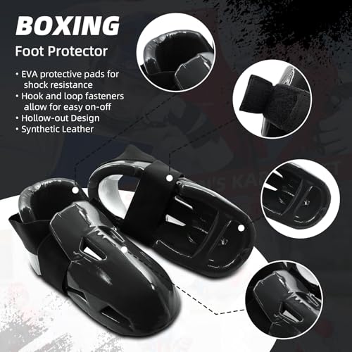 Martial Arts Karate Protective Sparring Gear Package Deal/Gift Adjustable Adult & Youth Headgear, Gloves & Kicks for MMA, Taekwondo, Boxing Training - color: Black, size: Small
