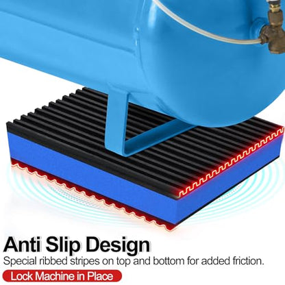 3 Pack Anti Vibration Pads for Washing Machine 4"x4"x1.2", Sound Isolation Vibrating Pad, 0.59" Pre-Drill Hole Ribbed Rubber Damping Mat for Air Compressors, Conditioner, Treadmill, HVAC Washer Dryer - size: 4"x1.2"T with hole - 3 Pack