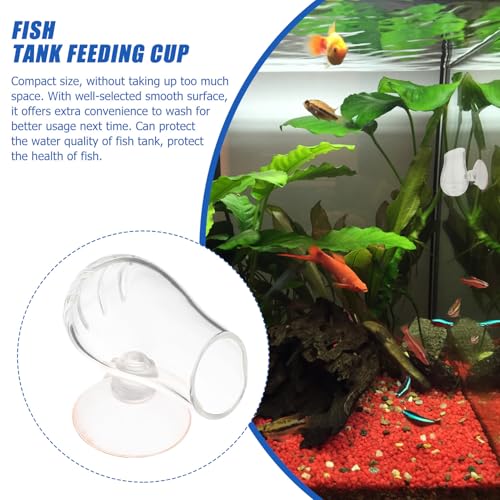 Garneck Glass Aquarium Fish Feeder Cup Worm Bait Container Fish Tank Feeding Cup for Aquarium Use