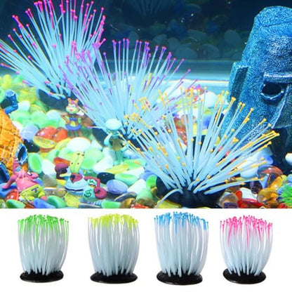 Fish Tank Decorations, Artificial Sea Anemone Aquarium Décor for Fish Tank, Silicone Coral Plant with Glowing Effect, Vivid Aquarium Plants for Betta Fish Tank Accessories Underwater