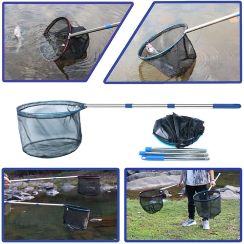 Fishing Net 2 Pack Retractable Lightweight Landing Net with Aluminum Rod Handle Fishing Nets for Youth Catch and Release Butterfly Nets - style: 40cm Blue+red
