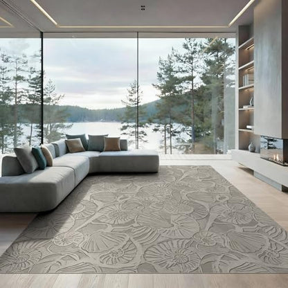 6'x9' Washable Abstract Seashell Area Rug, Cream Non-Shedding Pet Friendly Room Rug for Queen Size Bedroom, Under Bed, Master Suite, Foldable Easy Care Carpet | Ref:1903052 - color: Beige/Pattern 14, size: 6' x 9' (Rectangular)