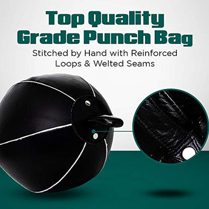 Genuine Leather Double End Boxing Punching Bag - Speed Striking & Dodge Training Ball for MMA, Muay Thai, Boxing, Gym Workout - Includes Cords & Hooks for Easy Setup - size: 7 Inch