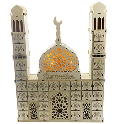 Ankexin Ramadan Countdown Calendar DIY Wooden Eid Mubarak Ornament Drawer Party Decor