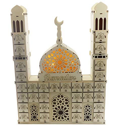 Ankexin Ramadan Countdown Calendar DIY Wooden Eid Mubarak Ornament Drawer Party Decor