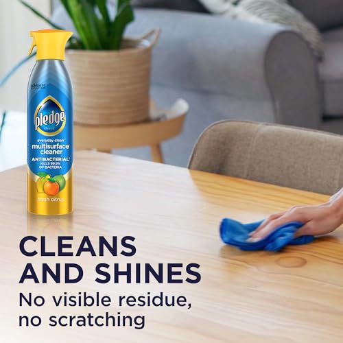 Pledge Antibacterial Multisurface Cleaner Spray, Wood Furniture, Stainless Steel, and Electronics Cleaner, Sanitizes as Cleans, Remove Dust and Messes - Fresh Citrus Scent, 9.7oz - size: 9.7 Fl Oz (Pack of 1)