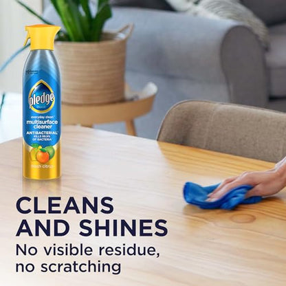 Pledge Antibacterial Multisurface Cleaner Spray, Wood Furniture, Stainless Steel, and Electronics Cleaner, Sanitizes as Cleans, Remove Dust and Messes - Fresh Citrus Scent, 9.7oz - size: 9.7 Fl Oz (Pack of 1)