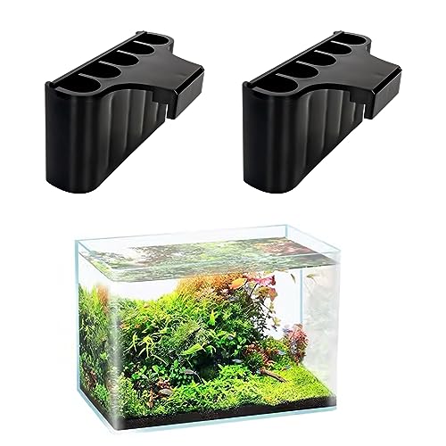 2 PCS Aquarium Plant Holder Top Hanging Fish Tank Plant Pot Aquarium Planter Cups for Water Feature Decoration - color: Rimless - Black