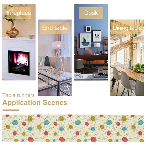Mid Century Modern Table Runner,Abstract Aesthetic Geometric Mid Century Retro Modern Patterns Printed Linen Table Runner for Kitchen Dining Room Holiday 13x36 Inch - color: Mid Century-2, size: 13x36 Inch