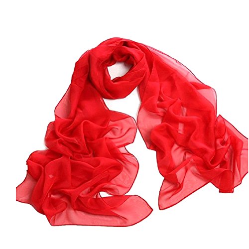Tapp Collections™ Fashionable Soft Chiffon Scarf - color: Solid / Red