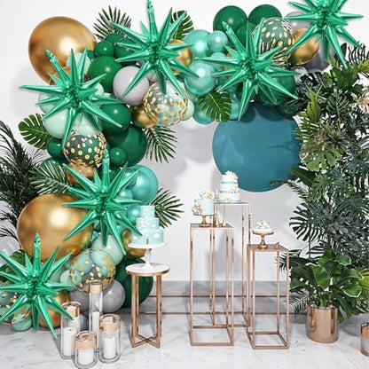 Green Star Balloons, 6PCS 22 Inch Foil Explosion Star Balloons - color: Green
