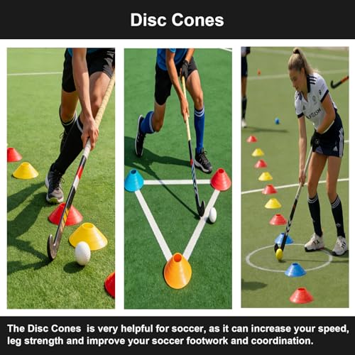 Hockey Training Equipment, Non-Slip Dribbling Training Mat, Field Trainer | Hockey Field Trainer, Practice Aids to Improve Speed, Ball Control and Coordination, Includes Resistance Bands and Cones - size: 59"*59"