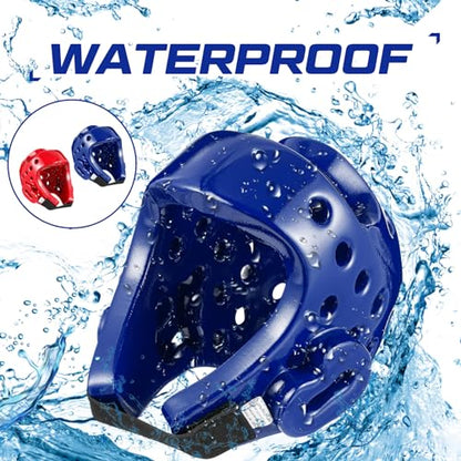 JellyArch 2 Pcs Taekwondo Karate Headgear MMA Martial Arts Helmet Soft Head Guard Protection Sparring Gear Helmet Boxing for Men Women Thai Kickboxing Grappling Muay Taekwondo - color: Red and Blue, size: Large