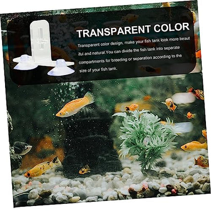 LIOOBO 4 Sets Aquarium Fish Tank Divider Clips Transparent Breeding Isolation Board Durable Suckers for Fish Separation Bottom Filtering for Tanks