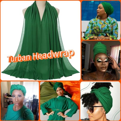 Nonbongoy Head Wraps for Black Women 71"x32" Long Soft Jersey Hijab Turban - color: 1-bright Green Headwrap
