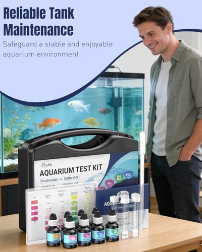 Pawfly 5 in 1 Aquarium Water Master Test Kit for Freshwater & Saltwater | Aquarium Water Test Kit Fish Tank Water Testing Kit for pH Nitrite Nitrate Ammonia & Phosphate, Aquarium Test Kit - color: Black Box Pack