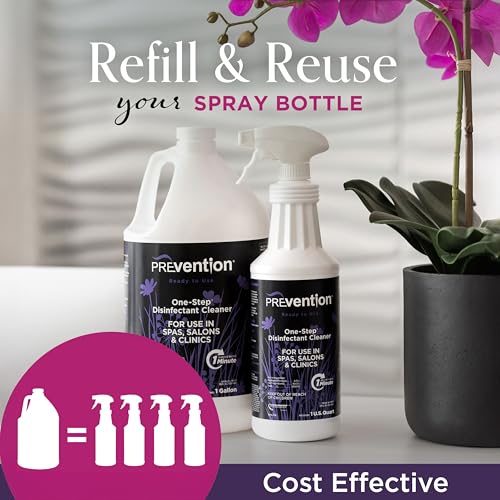 Prevention Ready-To-Use Disinfecting Cleaner – Hospital Grade Disinfectant Spray Solution for Salons, Spas, Clinics, Surfaces – Sanitizing Solution & Two Reusable Sprayers – 32oz Bottle (6 Pack) - size: Spray Cleaner (6 Pack + 2 Spray Heads)