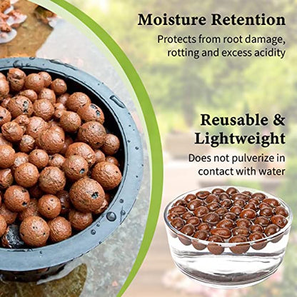 19LB Leca Clay Pebbles for Plants 4mm-16mm Clay Balls for Hydroponic | Drainage, Reusable, Aeration, Moisture Retention, Lightweight, Natural Leca for Orchids, Succulents, Terrariums, Aquaponics - size: 19LB