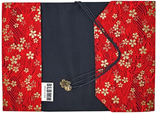 BLBMH 5x8 Book Cover | Handmade Non-Stretch Fabric Sleeve with Bookmark | for Paperback Bible Journal | Privacy Reading Gift for Women - Sakura Red - color: Sakura Red
