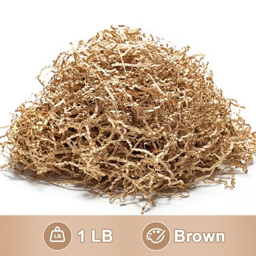 Wowxyz 1 LB Crinkle Cut Paper Shred Brown Crinkle Shredded Paper for Gift Baskets - Gift Box Bag Filler - Kraft Confetti Stuffing for Birthday, Holiday Present Packaging Wrapping - color: Brown