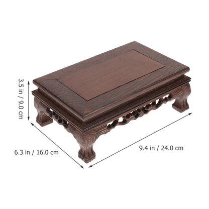 Healifty Rectangle Wooden Display Stand Riser, Rosewood Pedestal Base for Vase Plant Buddha Statue - Carved Chinese Table Decor for Fish Tank Aquarium