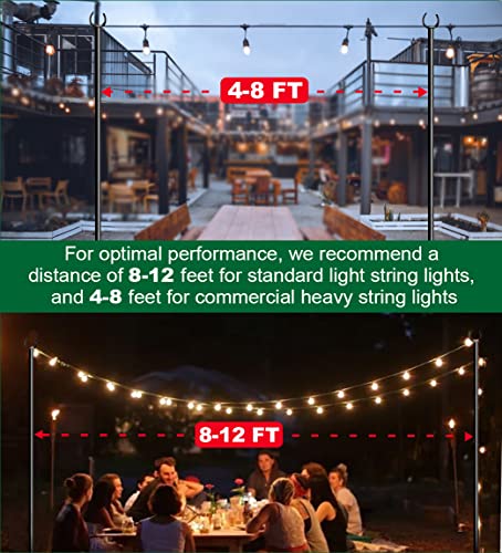 10ft String Light Pole for Soft Surfaces, Light Pole for Outdoor String Light, Perfect for Garden, Backyard, and Patio Lighting Stand for Parties, Wedding - Matte Black Finish - 1 Pack - style: 1 Pole for Soft Surfaces