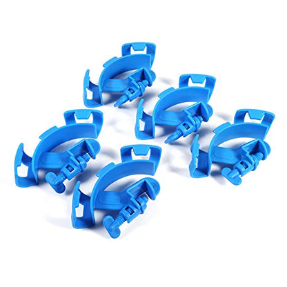Fish Tank Aquarium Hose Holder, Plastic Filter Pipe Clip, Blue 5 Pcs - Durable Material, Stable Grip, Easy Mounting for Aquarium Cleaning