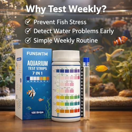 Aquarium Test Strips for Freshwater Fish: 7 in 1 Fish Tank Water Testing Kit for Aquarium Pond - Accurate Testing Nitrate Nitrite Hardness Free Chlorine pH Carbonate Total Alkalinity-100 Strips - size: 7 in 1 - 100 Count