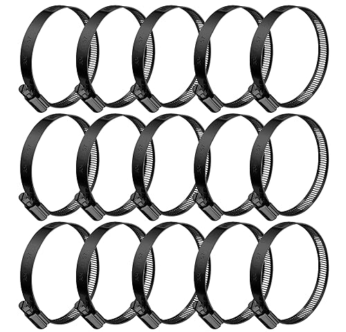 BOTTEN 15pcs Black Hose Clamp,1-1/3" - 2-1/4"(33-57mm) 304 Hose Clamps Stainless Steel Adjustable Worm Gear Hose Clamps Assortment Kit,radiator hose clamps fuel line clamps - size: 1-1/3''–2-1/4''