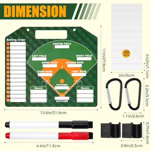 Magnetic Baseball Lineup Board with 40 Sheets-Dry Erase Baseball Clipboard for Coaches,Reusable Baseball Lineup Name Cards,Essential Baseball Training Equipment&Baseball Accessories for Mom&Coaches