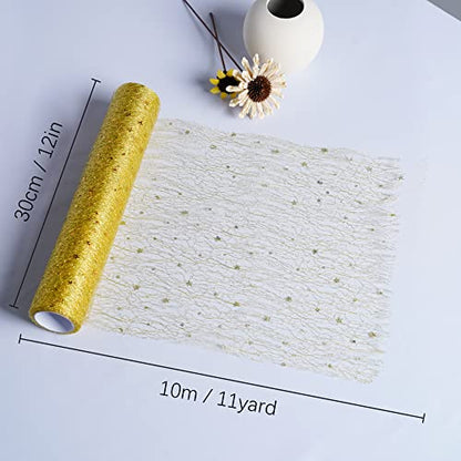 OSVINO Starry Moon Table Runner, Sequin Glitter Mesh for Wedding Party - color: Gold