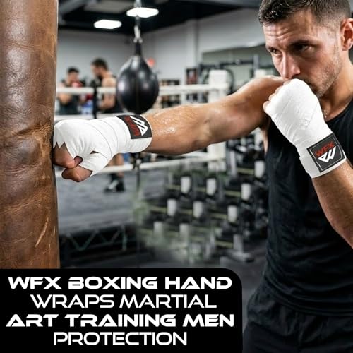 WFX Boxing Hand Wraps 3.5 4.5 Meter Martial Arts Bandages Inner Gloves Wrist Support Straps Punching Under Hand Knuckles Heavy Elasticated Training Bag Mitts Muay Thai - color: White, size: 3.5 M
