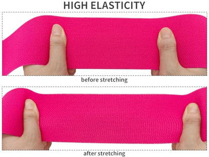 Rose Knit Elastic Band for Sewing 3 inch 5 Yards Double-Side Twill Woven Elastic Heavy Stretch Elastic Spool for Sewing Pants Waistband, Wigs, Skirts, Craft DIY Projects - color: Rose