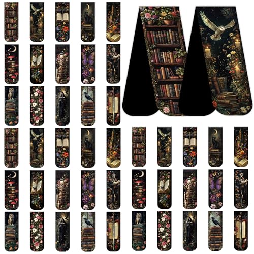 Dark Academia Magnetic Bookmarks, Gothic Floral Book Marks for Women - style: Dark Academia 45pc