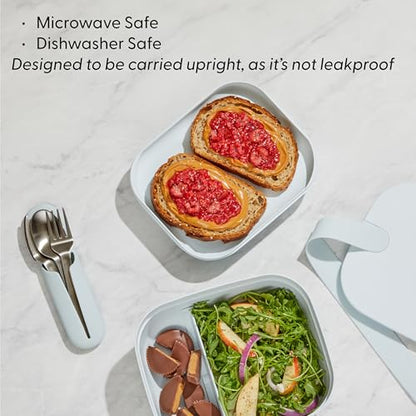 W&P Porter Bento Lunch Box, 3 Compartment Bento Box Portable Adult Lunch Box with Snap Strap- Food Container, BPA Free, Dishwasher and Microwave Safe, Charcoal, Medium - color: Charcoal